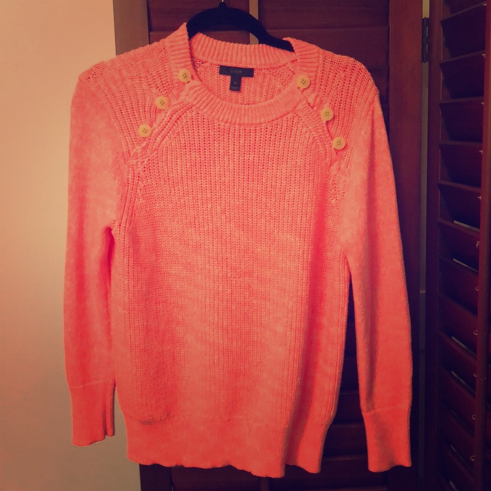 J Crew pink cable knit sweater